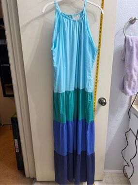 Johnny Was Light Aqua Tiered Maxi Dress never worn